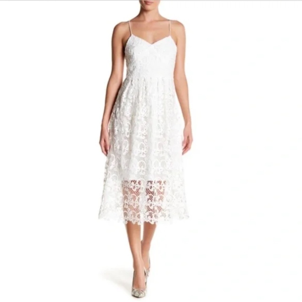 Meghan LA Topanga White Lace Midi Dress